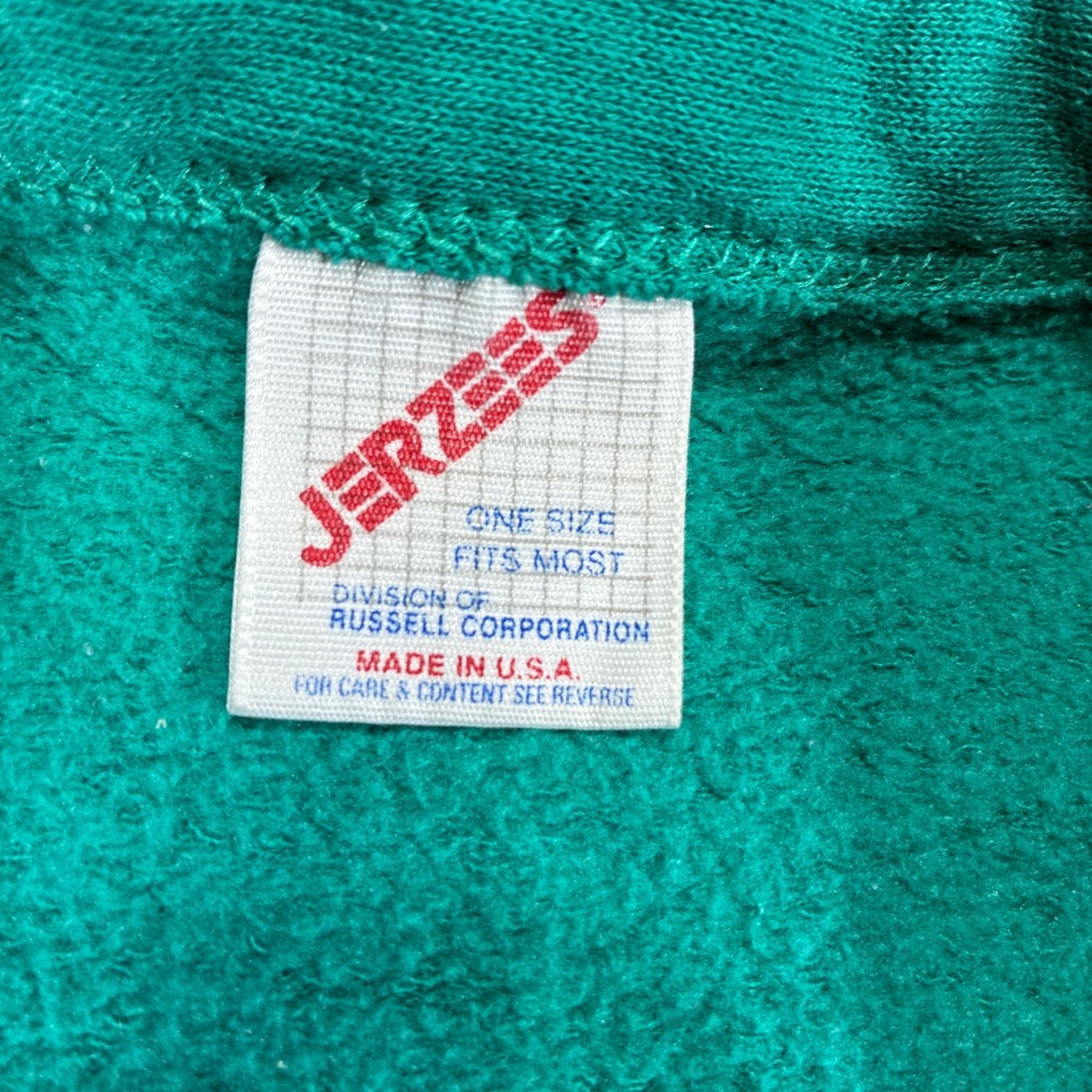 Jerzees Cardigan Sweatshirt Mens OSFM Green Vintage USA Made V-Neck Pocket - Picture 2 of 7